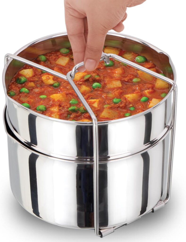 Hawkins Two-Dish Stainless Steel Set, Cooker Separator, Pressure Cooker Pots, Silver (SDS3)