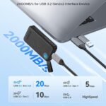 ORICO 512GB Portable SSD, Up to 2000MB/s, USB 3.2 Gen 2×2, Ultra-mini, Compact with 2 in 1 USB C Cable, External Solid State Drives, Reliable Storage for USB C Smartphone, Tablet, PC – B20