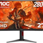 AOC C27G4ZH 27″ Curved Frameless Ultra-Fast Gaming Monitor, FHD 1080p, 0.3ms HDMI 240Hz/DP 280Hz, 1500R, AMD FreeSync, HDR, Height Adjustable, 3-Year Zero Dead Pixel Guarantee