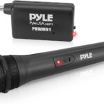 Pyle Portable VHF Wireless Microphone System – Professional Battery Operated Handheld Dynamic Unidirectional Cordless Microphone Transmitter Set W/Adapter Receiver, for PA Karaoke DJ Party, Black