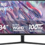 SAMSUNG 34″ ViewFinity S50GC Series Ultra-WQHD Monitor, 100Hz, 5ms, HDR10, AMD FreeSync, Eye Care, Borderless Design, PIP, PBP, LS34C502GANXZA, 2023, Black