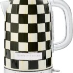 MACKENZIE-CHILDS Electric Kettle, Stainless-Steel Tea Kettle, Black-and-White Courtly Check