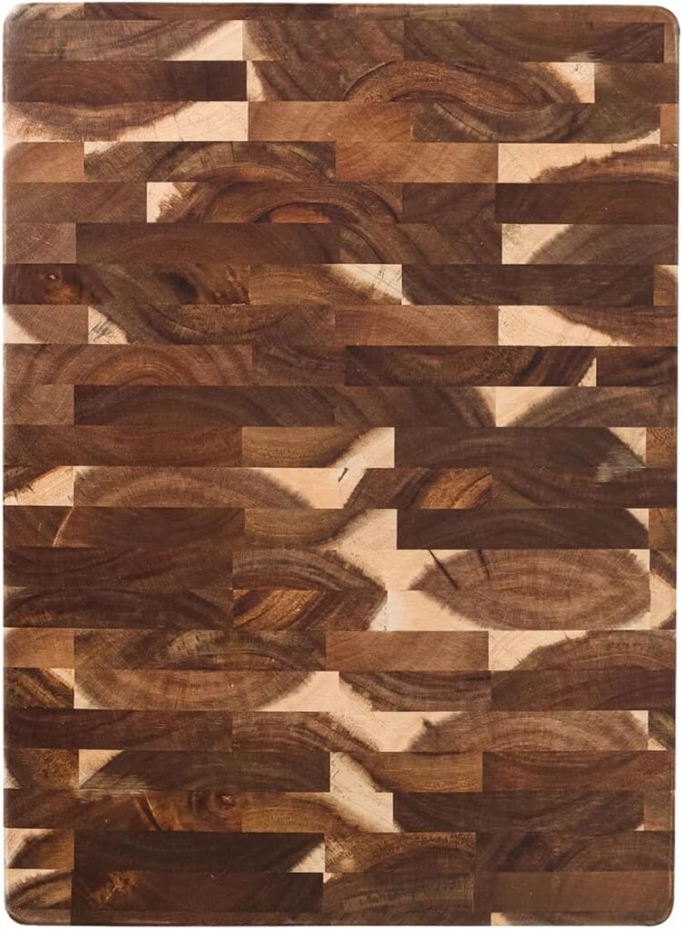 Dexas Acacia End Grain Reversible Butcher Block Cutting Board – 11.8″ x 16.14″ | Heavy-Duty Wood Chopping Board with Recessed Finger Grips
