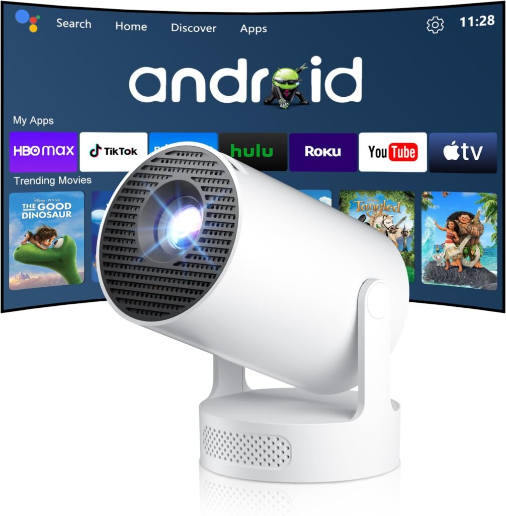 Salange Mini Projector with Wifi and Bluetooth 5.4, Short Throw Projector 4K, Smart Projector w Built-in Apps, Auto Keystone Correction, Projector for Bedroom,Outdoor Movies [ HY300 Ultra 2025 ]