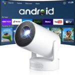 Salange Mini Projector with Wifi and Bluetooth 5.4, Short Throw Projector 4K, Smart Projector w Built-in Apps, Auto Keystone Correction, Projector for Bedroom,Outdoor Movies [ HY300 Ultra 2025 ]