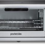 Proctor Silex 4 Slice Countertop Toaster Oven, Multi-Function with Bake, Toast and Broiler, 1100 Watts, 30 min timer and auto-shutoff, Includes Backing Pan and Rack, Black and Silver (31260)