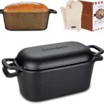 3.6QT Oval Dutch Oven for Bread Baking – Pre-Seasoned Cast Iron Sourdough Bread Pan with Lid