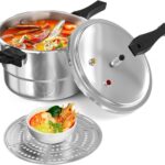 WantJoin 6Qt Aluminum Pressure Cooker w/Release Valve & Multiple Protective Devices,Pressure Canner Compatible with Gas & Induction Cooker,Canner Rack Included