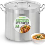 NutriChef Stainless Steel Cookware Stock Pot – 24 Quart, Heavy Duty Induction Soup Pot With Lid, Induction, Ceramic, Glass and Halogen Cooktops Compatible – NCSPT24Q