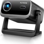 Projector with WiFi and Bluetooth – Mini Projector Short Throw[145°Adjustable-Stand & Electric Focus & Auto Keystone 50% Zoom] PUTRIMS Portable 1080P Home Outdoor Movie Proyector for TV Stick/Phone