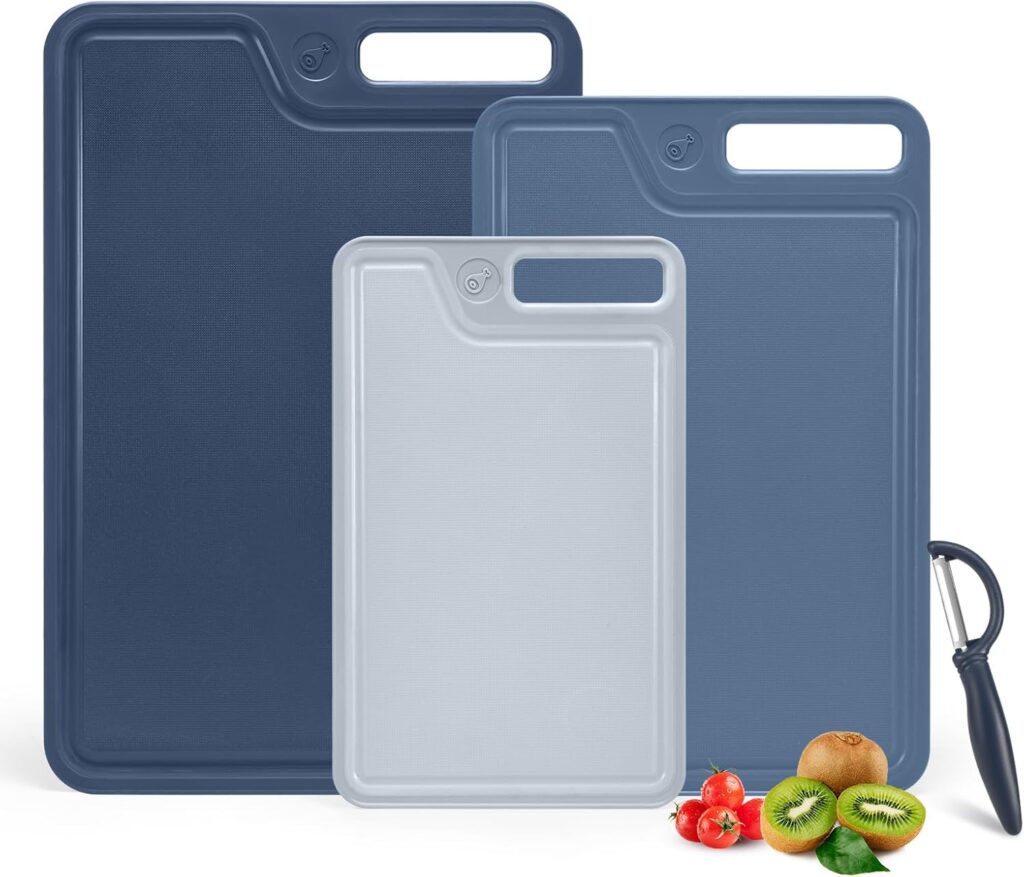 4 Piece Plastic Cutting Board Set for Kitchen Dishwasher Safe,Food Safety, Non-Slip Design, Ideal for Meat and Vegetable Prep