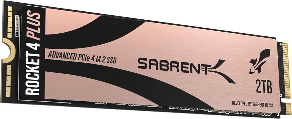 SABRENT 2TB Rocket 4 Plus NVMe 4.0 Gen4 PCIe M.2 2280 Internal SSD – Up to 7100MB/s Read, 6600MB/s Write – High-Performance TLC NAND, PS5 Compatible, PCIe 3.0 Backward Compatible (SB-RKT4P-2TB)