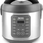 AROMA Professional Digital Rice Cooker, 10-Cup (Uncooked) / 20-Cup (Cooked), Multicooker, Slow Cooker, Steamer, Oatmeal Cooker, Egg Cooker, STS, 5 Qt, Gray, ARC-5200SG