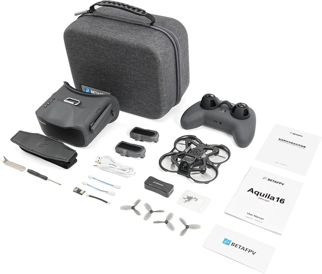 BETAFPV Aquila16 FPV Kit with LiteRadio 2 SE Transmitter for Simulator, VR03 Goggles with DVR Recording Function, 3 Flight Modes, Supported 1S RTF Kit for FPV Beginner to Fly Indoor & Outdoor ELRS V3