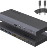 WAVLINK USB C Docking Station Dual Monitor Triple Display USB Type C to Dual HDMI Dock, 2 HDMI, DisplayPort, 100W PD3.0 for Laptop, Ethernet, 4 USB 3.0, 2 USB C, Audio