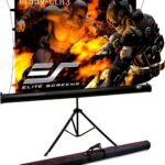 Elite Screens 55-Inch Upgraded ALR Portable Projector Screen with Tripod Stand, Height Adjustable, 4:3 Screen for Ultra Short Throw Projectors, Indoor Home Theater Movie Screen, TT55V-CLR3-F
