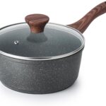 SENSARTE Nonstick Saucepan with Lid, 1.5 Quarts Small Pot with Swiss Granite Coating, Stay-cool Handle, Multipurpose Handy Sauce Pot Small Kitchen Cooking Pot, Induction Comptable, PFOA Free