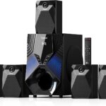 Bobtot Home Theater System, 1000 Watts Peak Power Surround Sound Systems 5 Wired Satellite Audio Speakers 8″ Subwoofer 5.1/2.1 Channel Deep Bass with HDMI ARC Optical Bluetooth AUX Input