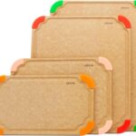 Elihome Cutting Wise 4pcs Kitchen Cutting Board Set, Non Slip Feet, Color Coded with Food Icon, Natural Wood Fiber, Dishwasher Safe, Eco-Friendly, Juice Grooves,Non Porous, BPA Free, Made in USA