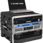 Sound Town Lightweight 8U PA DJ Rack/Road Case with 7U Rack Space, ABS Construction, 19” Depth, Retractable Handle, Wheels and Heavy-Duty Latches (STRC-A8UT)