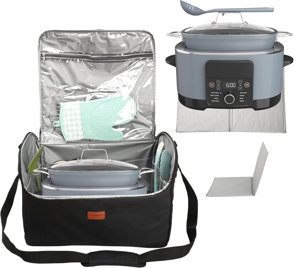 Carrying Bag Fits Ninja Slow Cooker with Bottom Pad, Bag with Shoulder Strap Compatible with Ninja Foodi Possible Cooker Pro MC1001, MC1010, MC1000, Black