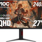 AOC Q27G4ZD 27″ QD OLED Gaming Monitor, QHD 2560 x 1440, 240Hz 0.03ms, HDMI 2.0 x2, Display Port x2, G-Sync Compatible, Console Gaming Ready, 3-Year Zero-Bright-Dot