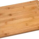 Lipper International Bamboo Wood Kitchen Cutting and Serving Board with Non-Slip Cork Backing, Medium, 13-3/4″ x 9-3/4″ x 5/8″