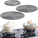 3 Pcs Heat Diffuser Set for Gas Stove 7.8/9.5/11”Round Induction Adapter Plate Ring Cooktop Simmer Plate for Gas Electric Stove Diffuser Top Pot Protection Defrosting Tray