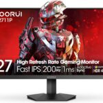 KOORUI 27 Inch Gaming Monitor 200Hz FHD (1920×1080) HDR400, 1ms Fast IPS, 90% DCI-P3, Adaptive-Sync, HDMI 2.0, DP 1.4, VESA Mount, Tilt Adjustable, G2711P