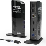 Plugable Universal Laptop Docking Station Dual HDMI Monitor for Windows and Mac (Driver Required), USB 3.0 or USB-C, 2X HDMI, Gigabit Ethernet, Audio, 6 USB Ports (UD-3900)