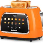 Toaster 2 Slice Smart Touch Screen, Retro 1.5” Extra Wide Slot Stainless Steel Digital Bread Toaster with Memory Function, Bagel, Defrost, 6 Browning Level and Removable Crumb Tray, Orange