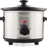 Courant Small Slow Cooker 1.6 QT, 3 Heat Settings, Removable Ceramic Pot” Easy Clean, Dishwasher Safe, Mini Slow Cooker, Stainless Steel