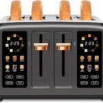 SEEDEEM Toaster 4 Slice, Stainless Steel, Touch Screen for Dual Control, Digital Timer, Smart Toaster with 6 Bread Type, 7 Shade Setting, 1.5”Wide Slot, Removable Crumb Tray, 1800W, Dark Metallic