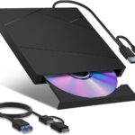 External Blu-ray Drive, External Blueray/DVD Drive for PC External Bluray Burner with Extension Data Cable USB 3.0 Type-C Compatible with Windows/MacOS/Linux Laptop Desktop