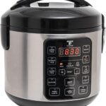Moss & Stone – Small Digital Electric Rice Cooker, 4-8 Cups, 10 Preset Settings, Brown and White Rice Steamer, Slow Cooker with Steamer for Vegetables, Pot