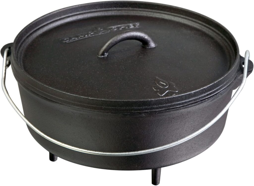 Camp Chef SDO10 10″ Double Black Seasoned Cast Iron Dutch Oven with Lid