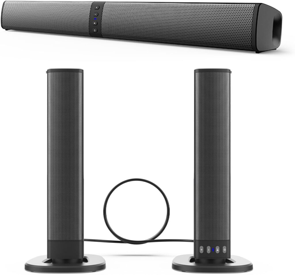 SoundBar, Sound Bar for TV with 5.0 Bluetooth, 2 in 1 Detachable Surround Sound System for TV, Sound Bar TV Speakers with Bluetooth/AUX Connect, Home Audio Surround Sound System for TV