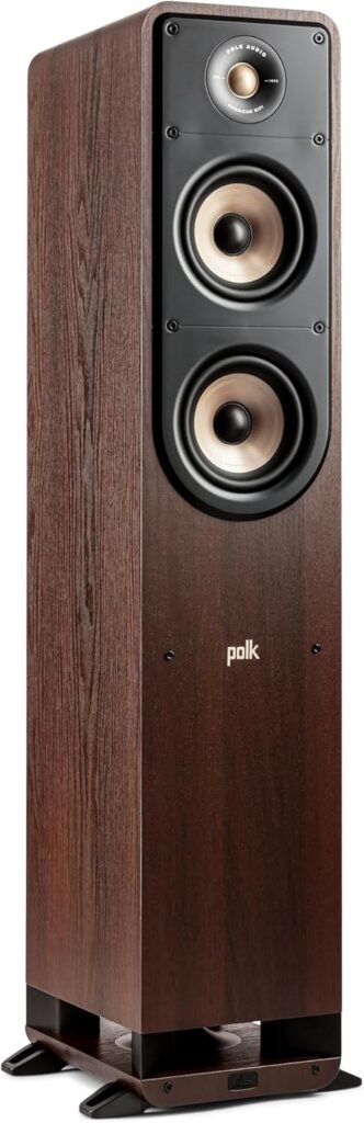 Polk Signature Elite ES50 Tower Speaker – Hi-Res Audio Certified, Dolby Atmos & DTS:X Compatible, 1″ Tweeter & (2) 5.25″ Woofers, Power Port Technology for Effortless Bass, Contemporary Walnut