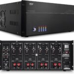Pyle 4 Multi-Zone Stereo Amplifier – 19” Rack Mount, Powerful 8000 Watts with Speaker Selector Volume Control & LED Audio Level Display, 4-Ch. Bridgeable Switches – PT8000CH