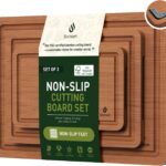 3 Packs Bamboo Cutting Board Set with Non Slip Feet and Over Sink Nice Solid Thick Wood Juice Groove Chopping Board Extra Large Big Small Best Hardwood Kitchen Counter Organic Vegetable