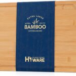 Hiware Extra Large Bamboo Cutting Board for Kitchen, Heavy Duty Wood Cutting Board with Juice Groove, 100% Organic Bamboo, Pre Oiled, 18″ x 12″
