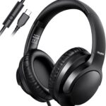 USB C Over Ear Headphones Wired,USB-C/Type C Wired Headphones with Microphone, Foldable & Lightweight Headphone with In-line Control, HD Stereo Sound for iPhone 15-16/Samsung/Type-C Laptop/Tablet