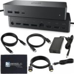UD22 Dell Docking Station Dual Monitor Bundle – USB-C/USB-A Universal Dell Dock for Laptops with 130W Adapter, HDMI, DisplayPort, USB-C Cables – Supports Dual/Triple/4 Monitors & 4K Display