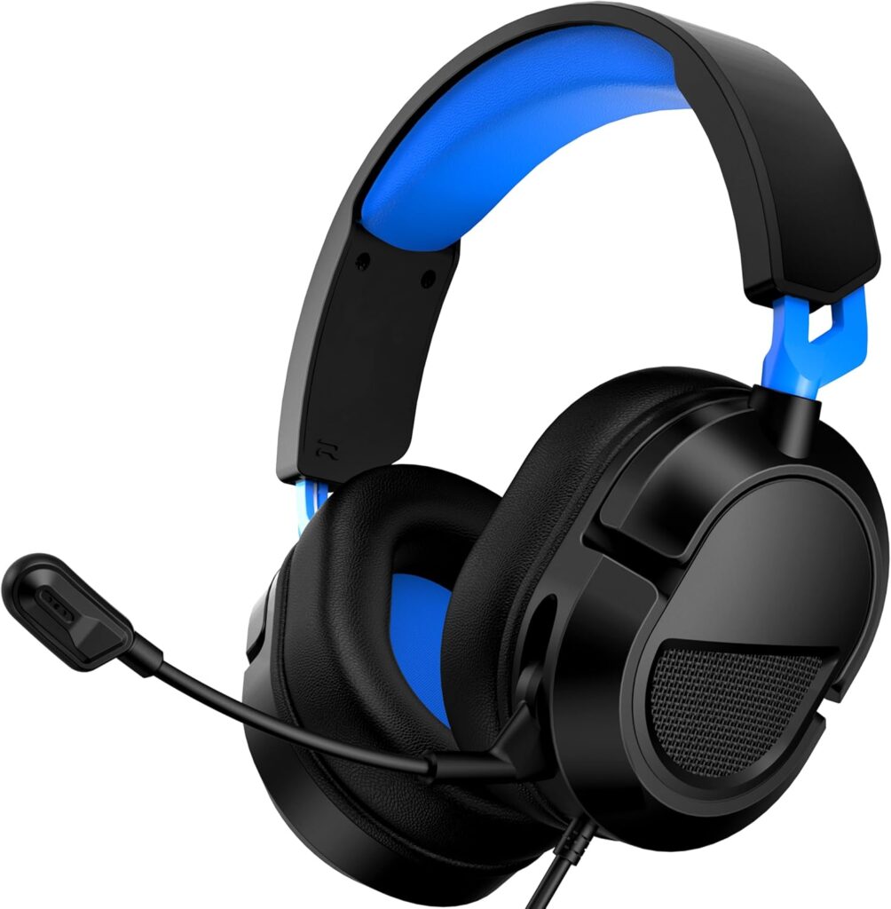 Gaming Headset for PS5、PS5Pro、PS4、Xbox Series X、Xbox Series S/One、PC 207g Headset with Clear Mic for Work 𝟐𝟎𝟐𝟓 𝐔𝐩𝐠𝐫𝐚𝐝𝐞 Wired Gaming Headphones with Mic、3.5mm Splitter、79in Cable.Gamer Gifts