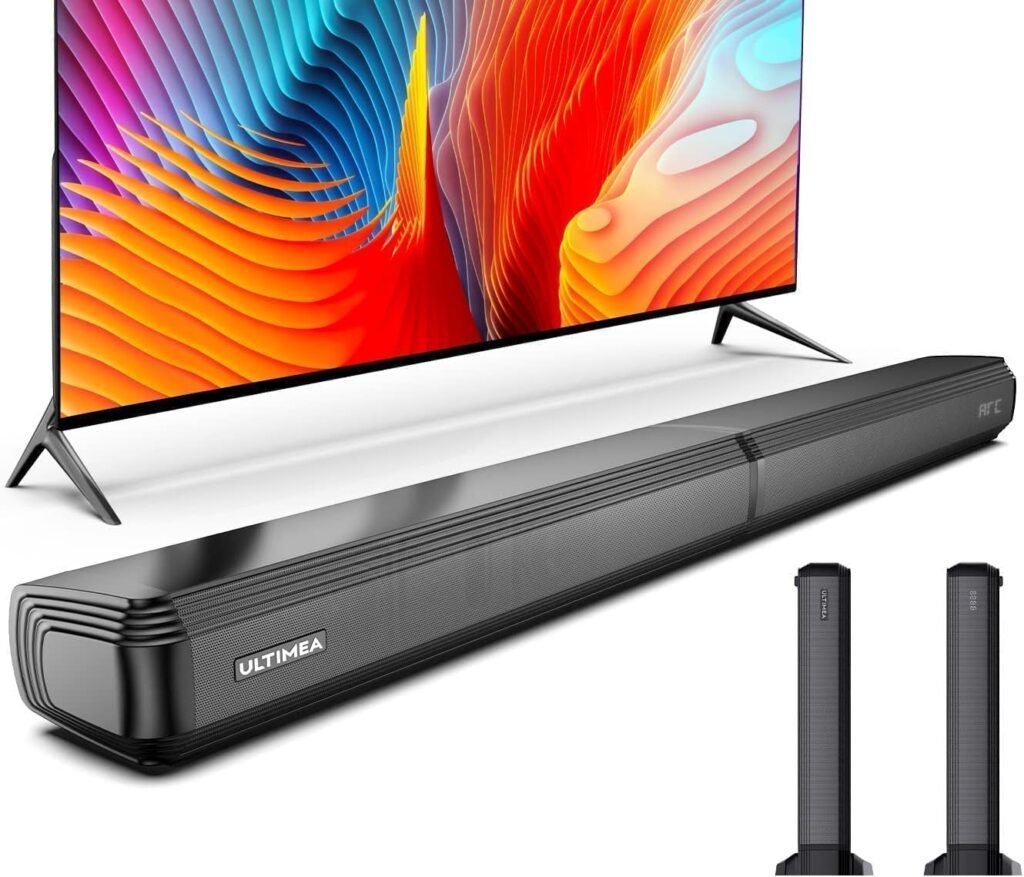 ULTIMEA 2.2ch Sound Bar for Smart TV, Peak Power 100W, 2-in-1 Detachable Sound Bar for TV, App, Bluetooth 5.3 TV Soundbar, 3 EQ Modes, BassMX Technology, HDMI-ARC/Opt/AUX, Apollo S40, 2025 Upgraded