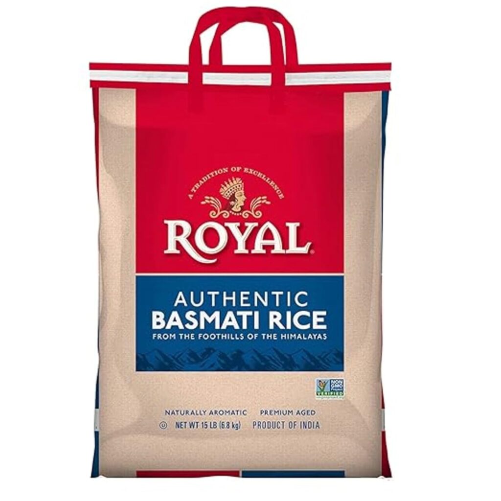 Royal – Naturally Aged Authentic Long Grain Indian White Basmati Rice – 15 lbs