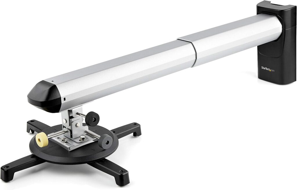 StarTech.com Universal Projector Wall Mount – Projector Mount supports Short & Ultra Short Throw Projectors up to 33lb (15kg) – Tilt/Swivel/Rotate – Adjustable 16.5″ to 27.7″ from Wall, TAA