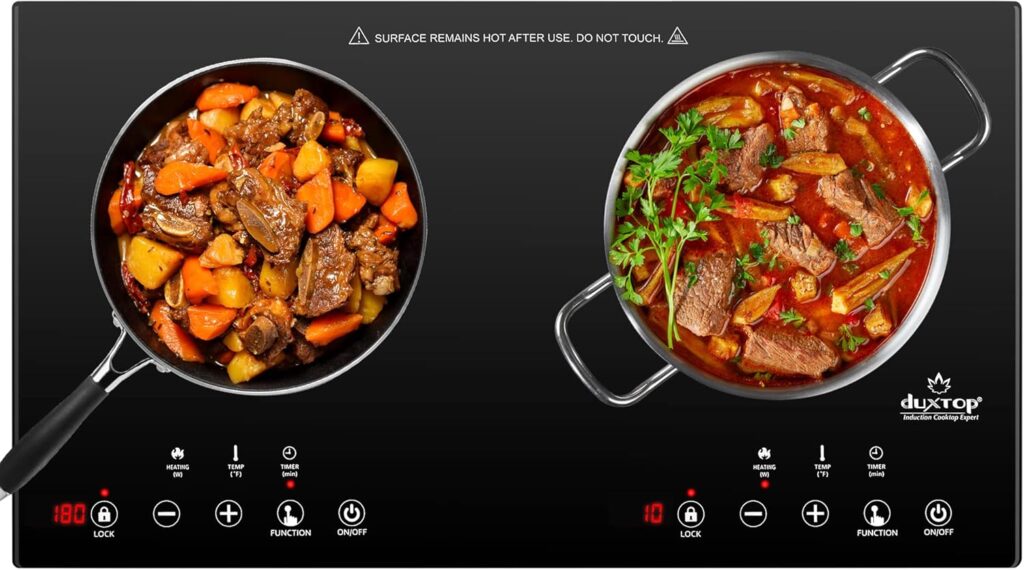 Duxtop 1800W Portable Induction Cooktop 2 Burner, Built-In Countertop Burners with Adjustable Temperature Control, Sensor Touch Induction Burner with Timer and Safety Lock, Easy to Clean, 8620BI/BTK35