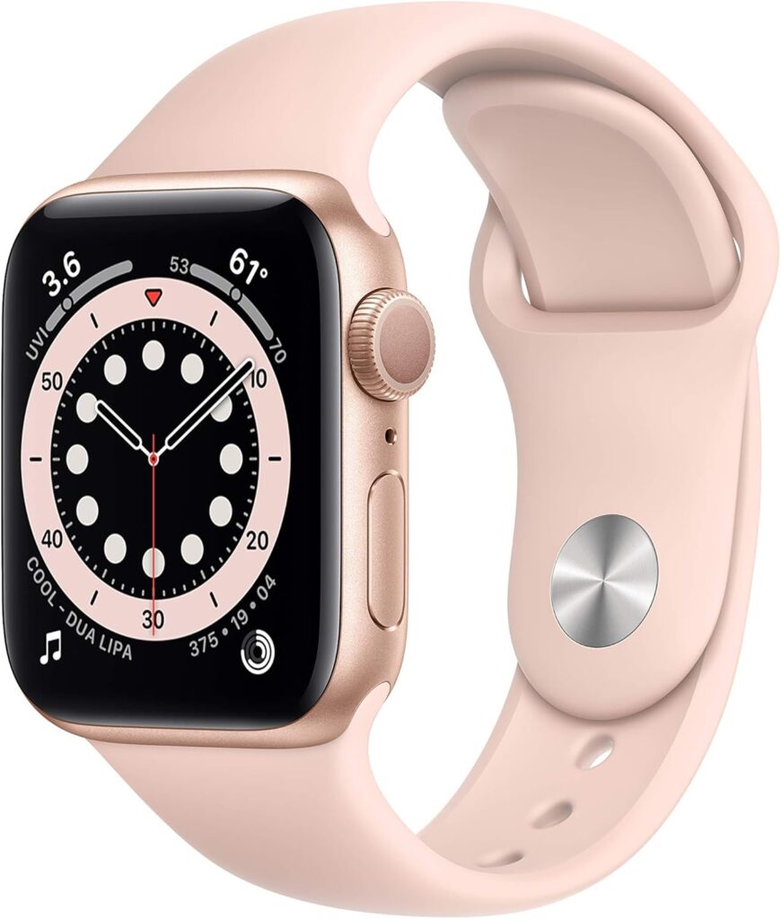 Apple Watch Series 6 (GPS, 40mm) – Gold Aluminum Case with Pink Sand Sport Band (Renewed)