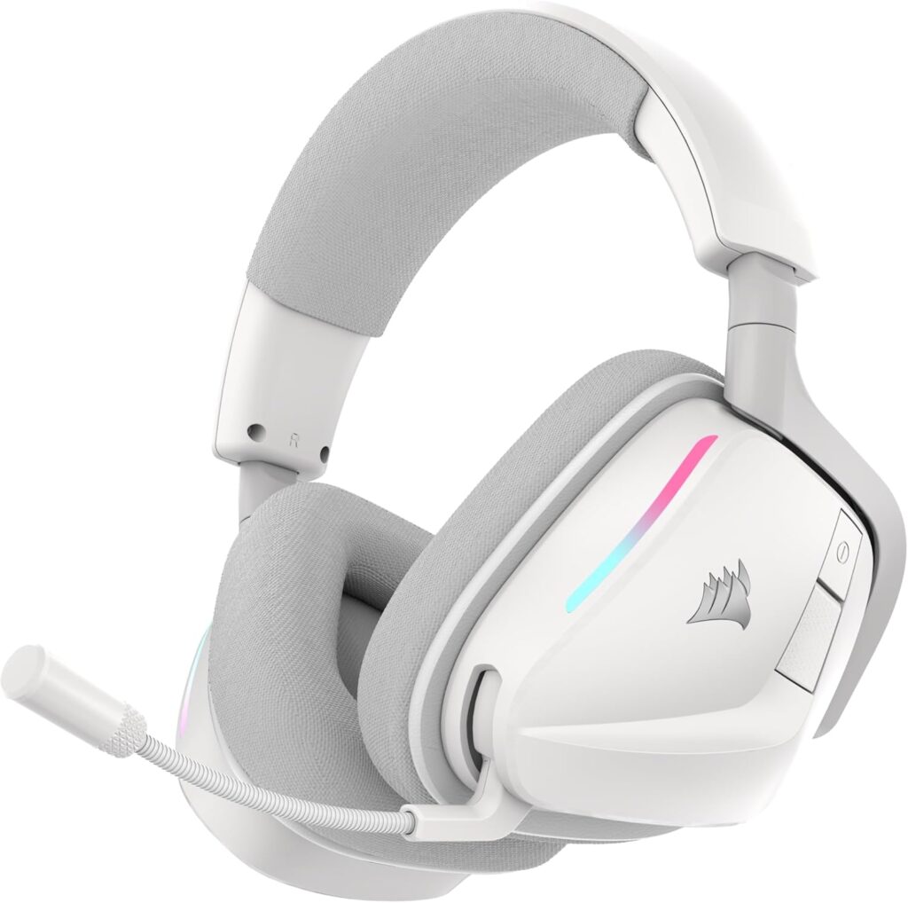 Corsair Void v2 Wireless Gaming Headset with Bluetooth for PC, PS5, PS4, Switch, Mobile – Dolby Atmos, 70 Hr Battery, Dual Wireless, Lightweight, Fast Charging – White